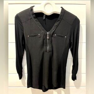 COLORI Black Long Sleeve Zip Detail Top Size S